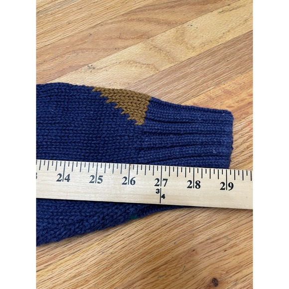 417 Van Heusen Men's M Blue Sweater Blue 80s Cable Knit Argyle Vintage - Picture 7 of 9